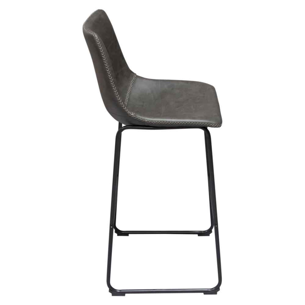 Theo Set of (2) Bar Height Chairs in Weathered Grey Leatherette w/ Black Metal Base. Picture 19