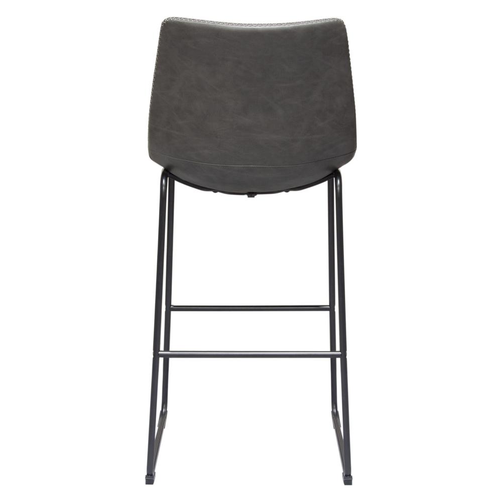 Theo Set of (2) Bar Height Chairs in Weathered Grey Leatherette w/ Black Metal Base. Picture 20