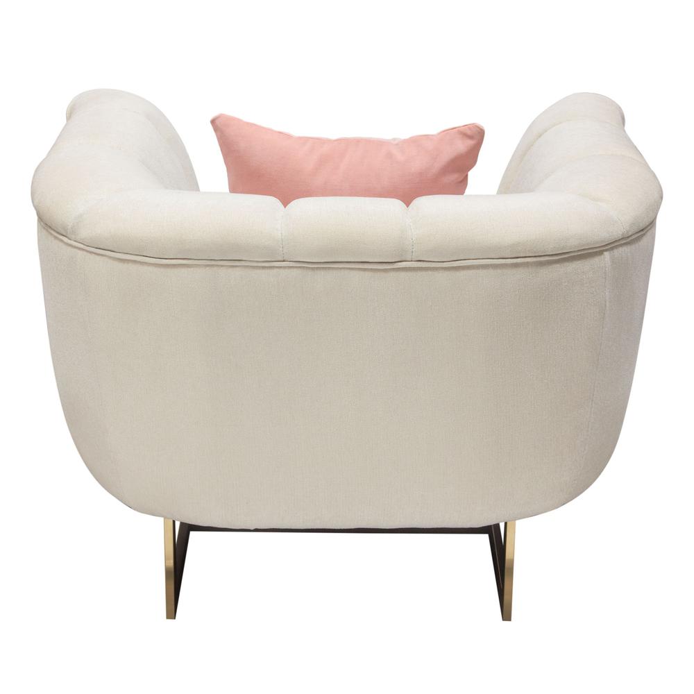 Venus Cream Fabric Chair w/ Contrasting Pillows & Gold Finished Metal Base. Picture 26
