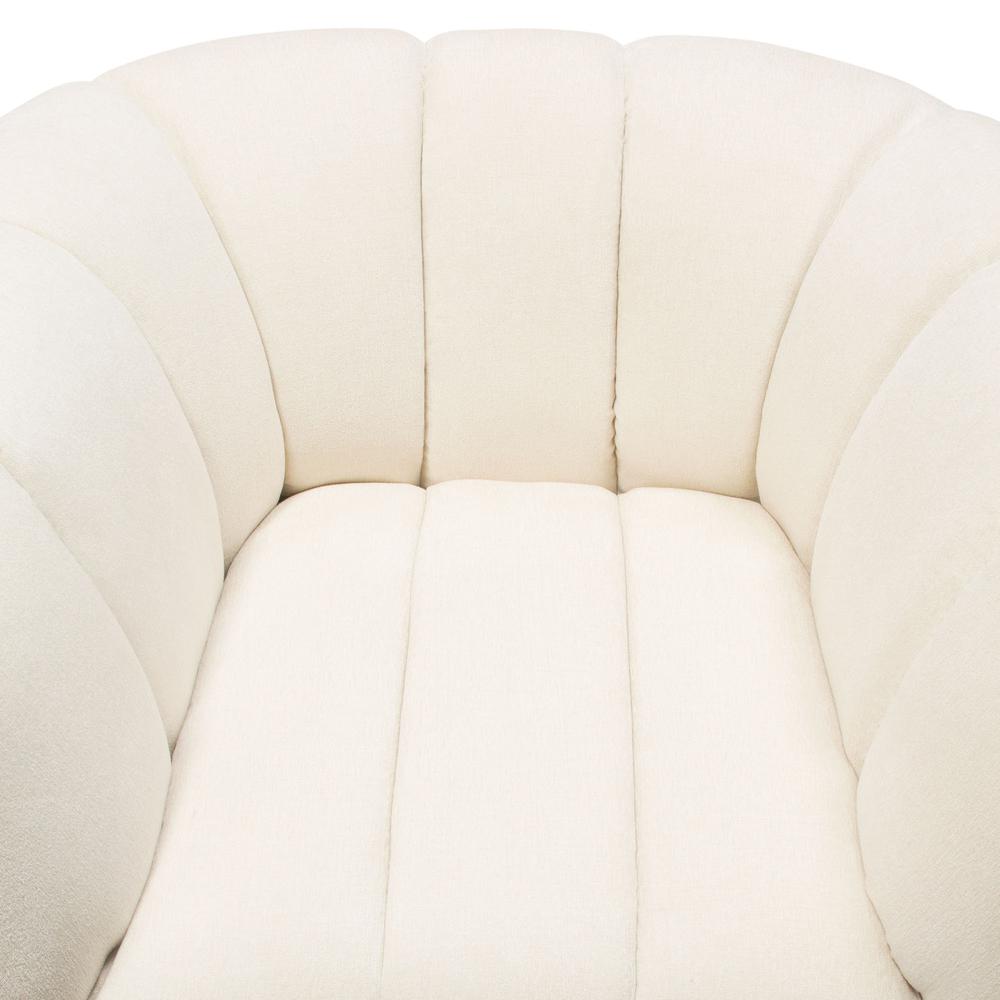 Venus Cream Fabric Chair w/ Contrasting Pillows & Gold Finished Metal Base. Picture 17