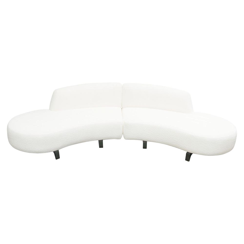 Vesper 2PC Modular Curved Armless Chaise in Faux White Shearling w/ Black Wood Leg Base by Diamond Sofa. Picture 1