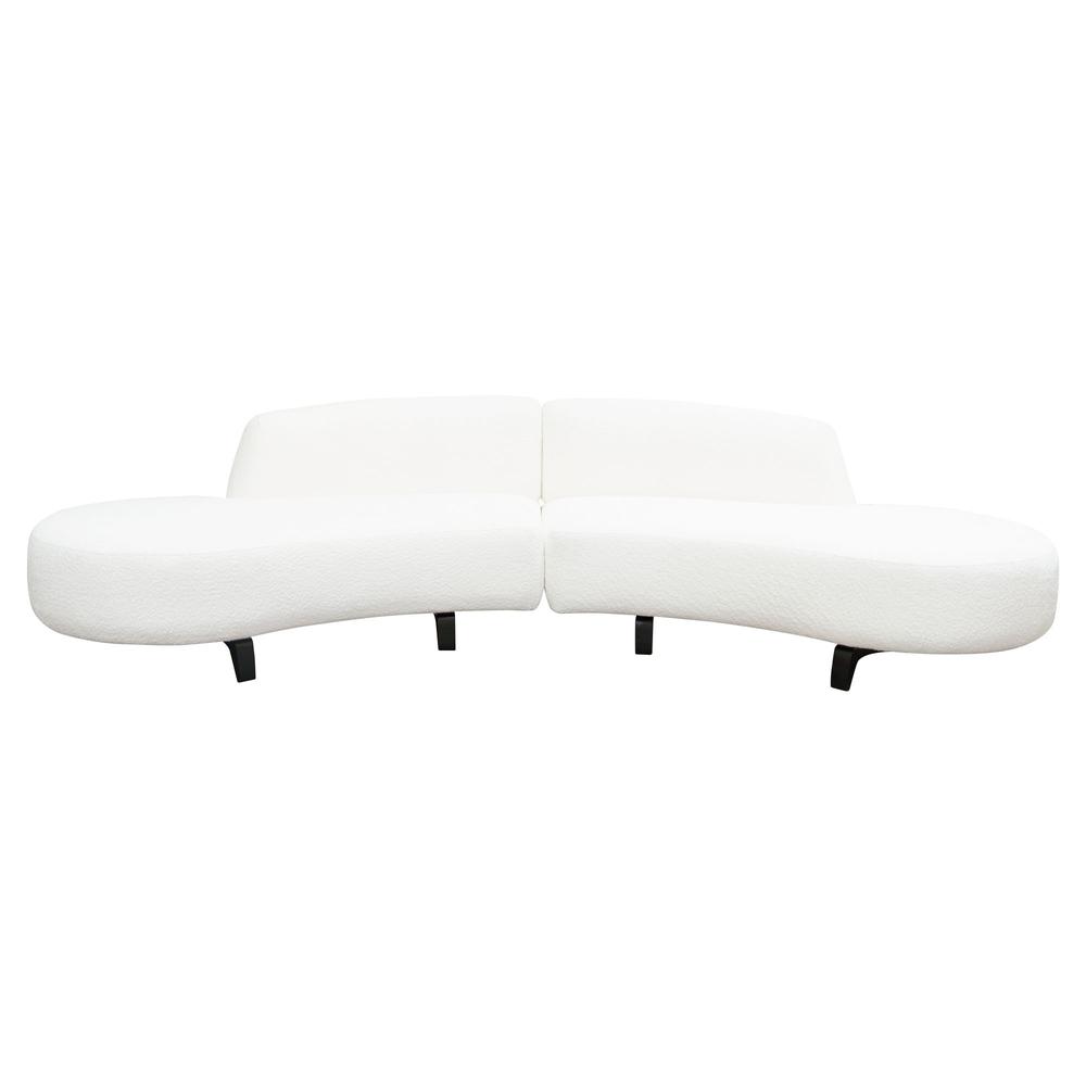 Vesper 2PC Modular Curved Armless Chaise in Faux White Shearling w/ Black Wood Leg Base by Diamond Sofa. Picture 18