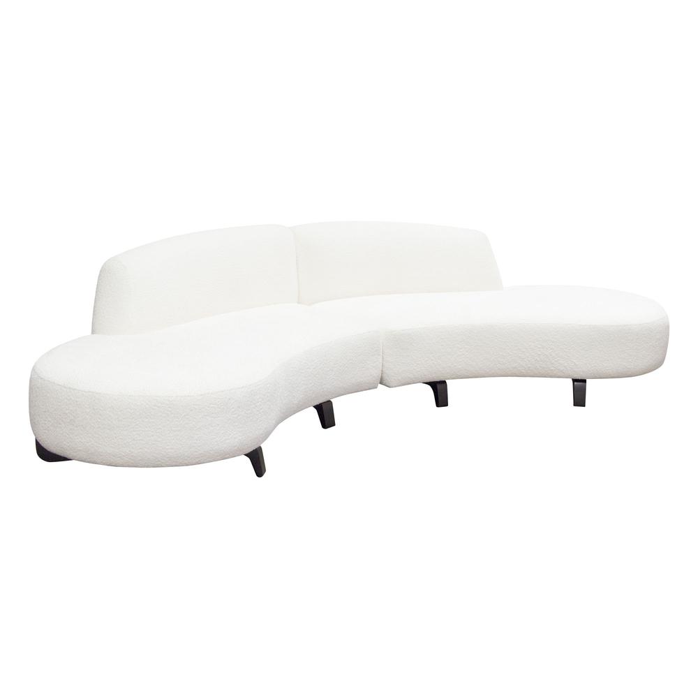Vesper 2PC Modular Curved Armless Chaise in Faux White Shearling w/ Black Wood Leg Base by Diamond Sofa. Picture 20