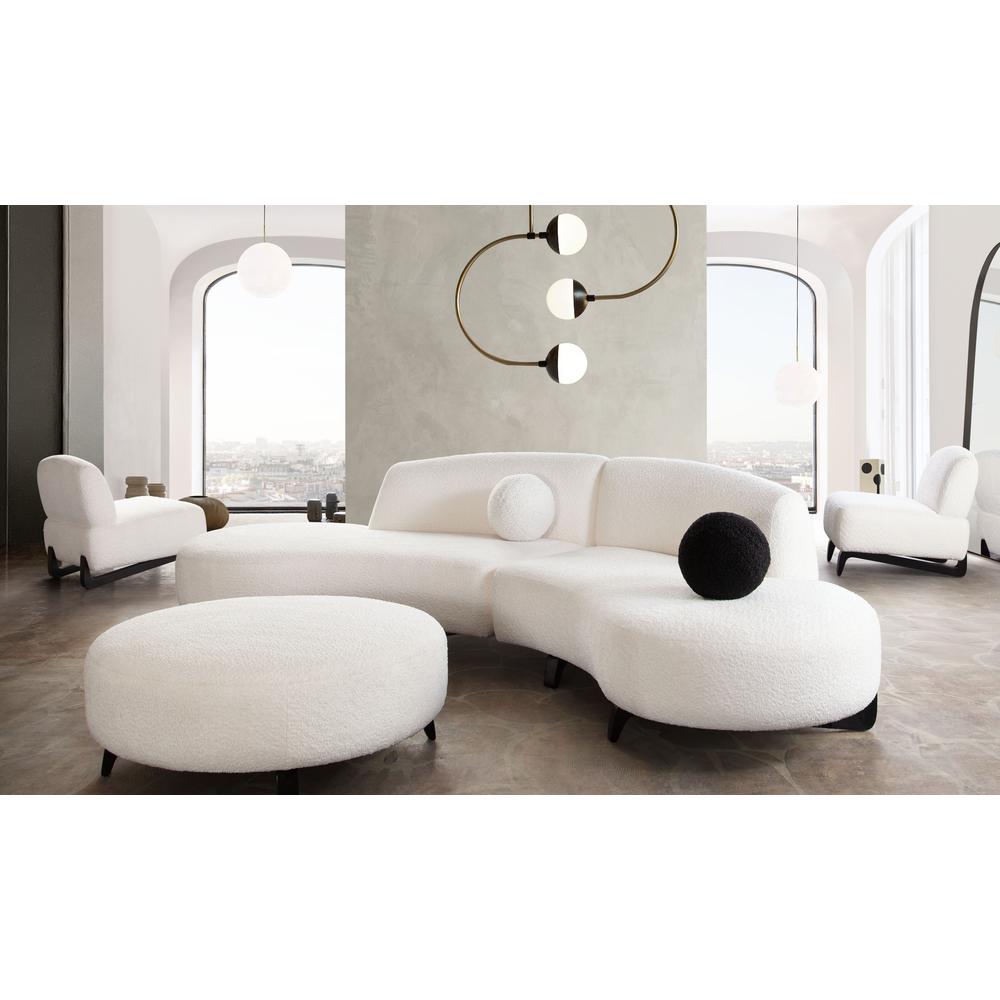 Vesper 2PC Modular Curved Armless Chaise in Faux White Shearling w/ Black Wood Leg Base by Diamond Sofa. Picture 19