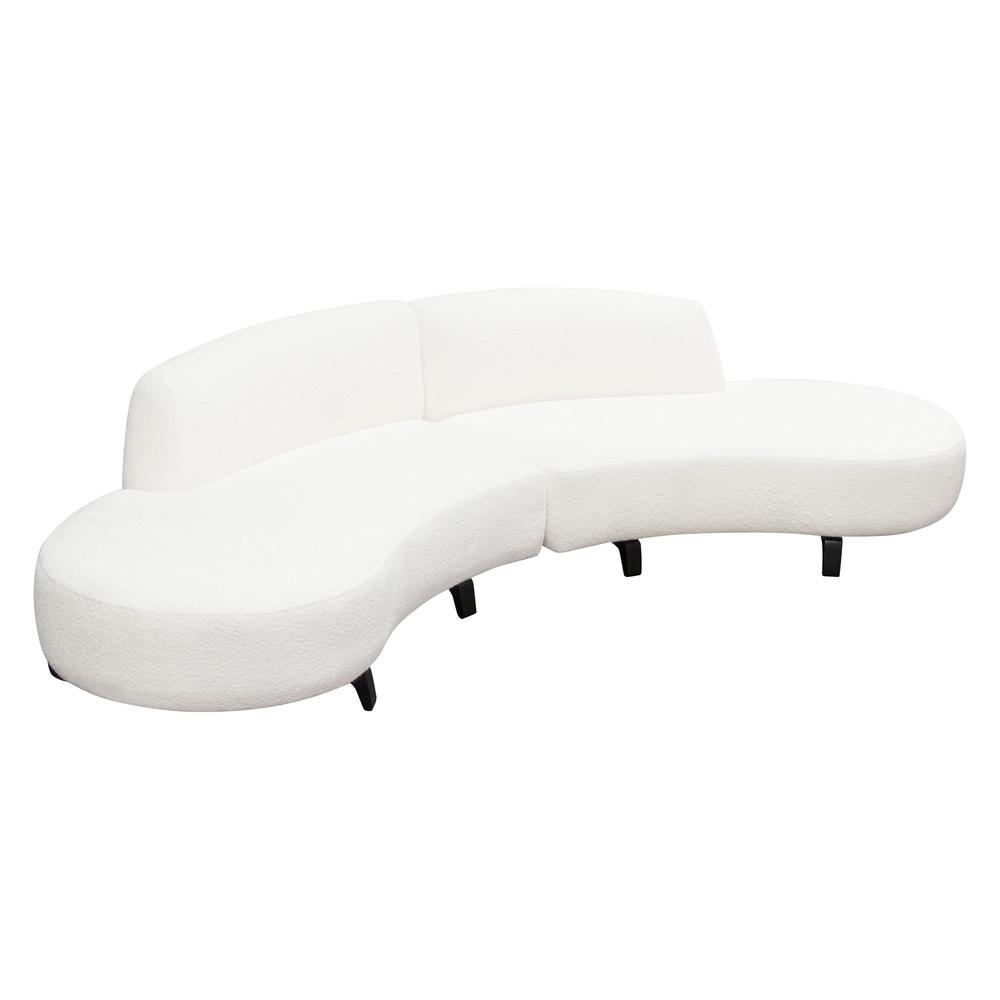 Vesper 2PC Modular Curved Armless Chaise in Faux White Shearling w/ Black Wood Leg Base by Diamond Sofa. Picture 21