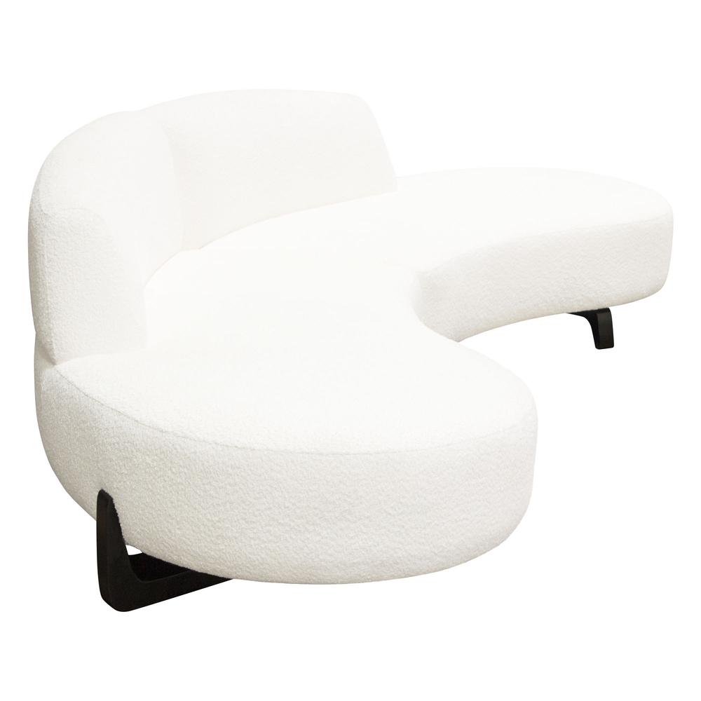 Vesper 2PC Modular Curved Armless Chaise in Faux White Shearling w/ Black Wood Leg Base by Diamond Sofa. Picture 22