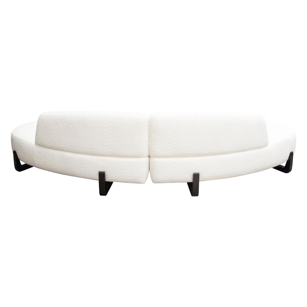 Vesper 2PC Modular Curved Armless Chaise in Faux White Shearling w/ Black Wood Leg Base by Diamond Sofa. Picture 17