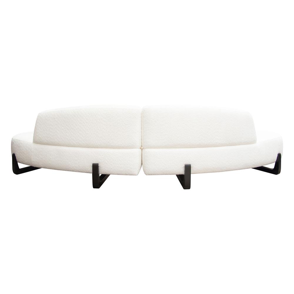 Vesper 2PC Modular Curved Armless Chaise in Faux White Shearling w/ Black Wood Leg Base by Diamond Sofa. Picture 16