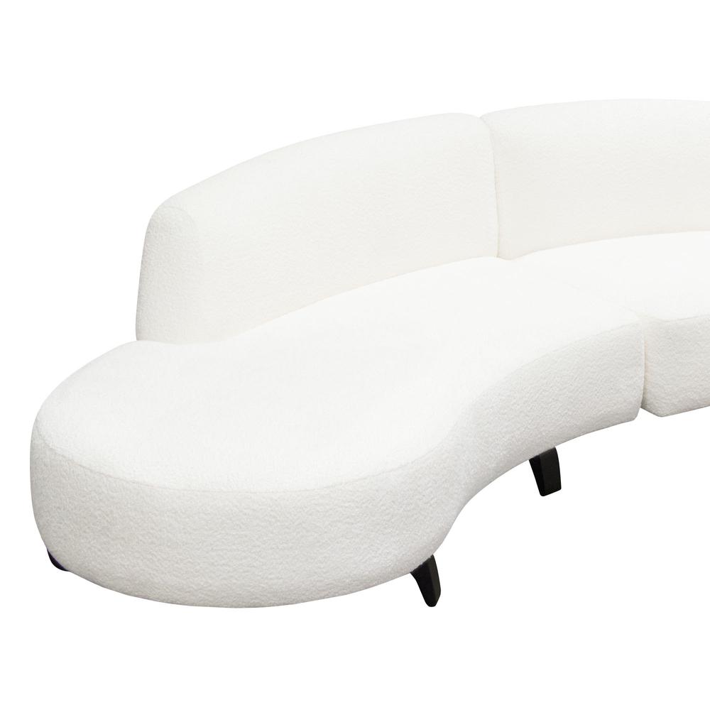 Vesper 2PC Modular Curved Armless Chaise in Faux White Shearling w/ Black Wood Leg Base by Diamond Sofa. Picture 26