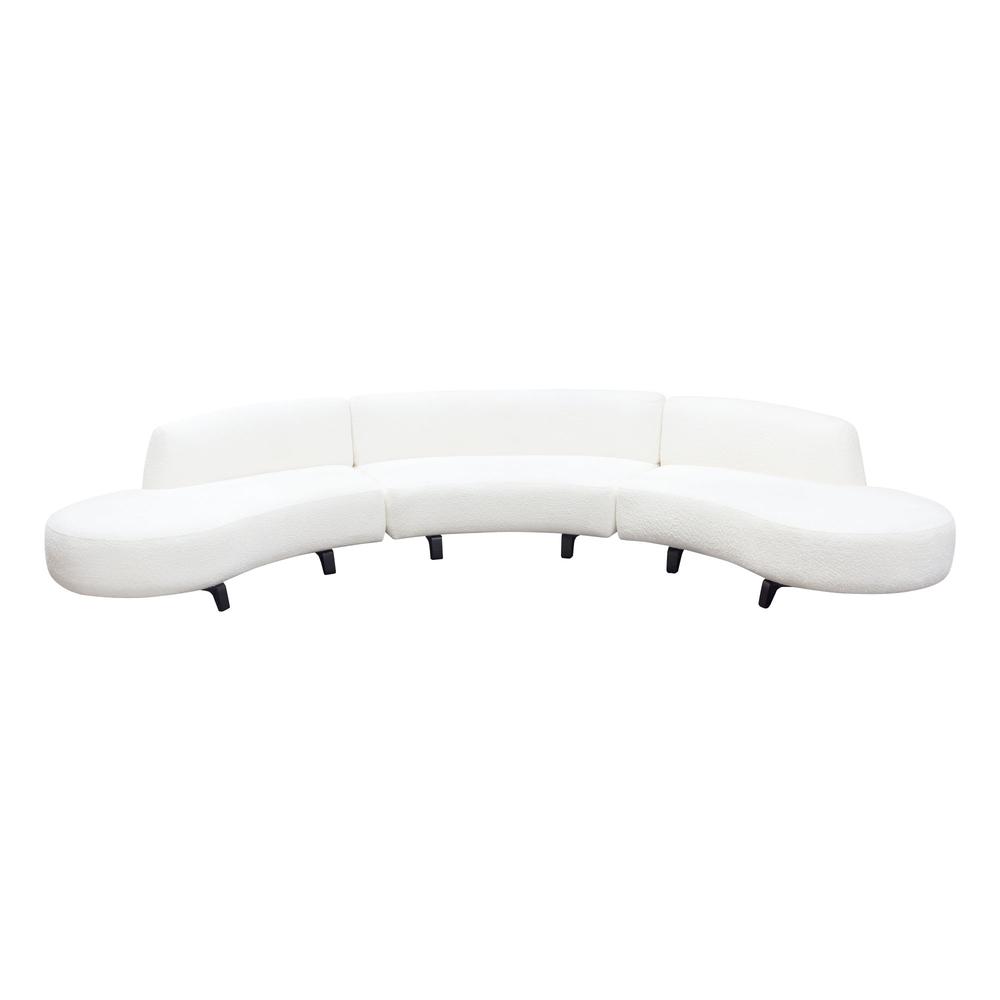 Vesper 3PC Modular Curved Armless Sofa & (2) Chaise in Faux White Shearling w/ Black Wood Leg Base by Diamond Sofa. Picture 1