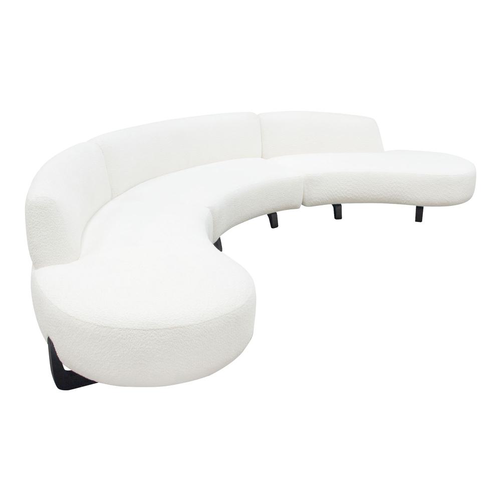 Vesper 3PC Modular Curved Armless Sofa & (2) Chaise in Faux White Shearling w/ Black Wood Leg Base by Diamond Sofa. Picture 19