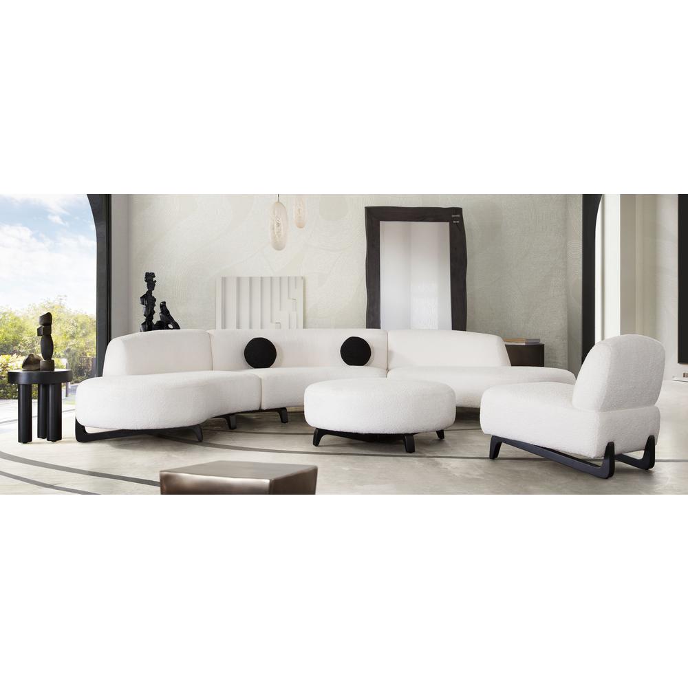 Vesper 3PC Modular Curved Armless Sofa & (2) Chaise in Faux White Shearling w/ Black Wood Leg Base by Diamond Sofa. Picture 20