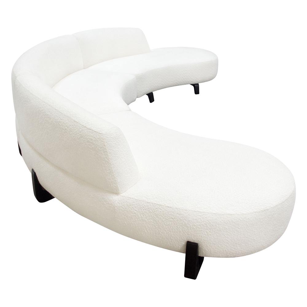 Vesper 3PC Modular Curved Armless Sofa & (2) Chaise in Faux White Shearling w/ Black Wood Leg Base by Diamond Sofa. Picture 12