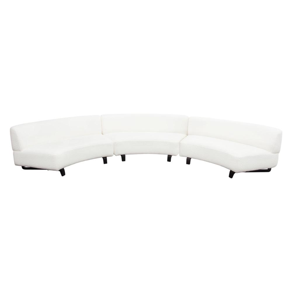 Vesper 3PC Modular Curved Armless Sofa in Faux White Shearling w/ Black Wood Leg Base by Diamond Sofa. Picture 1
