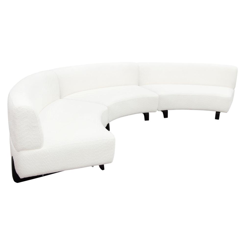 Vesper 3PC Modular Curved Armless Sofa in Faux White Shearling w/ Black Wood Leg Base by Diamond Sofa. Picture 15