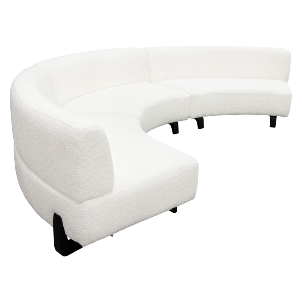 Vesper 3PC Modular Curved Armless Sofa in Faux White Shearling w/ Black Wood Leg Base by Diamond Sofa. Picture 21