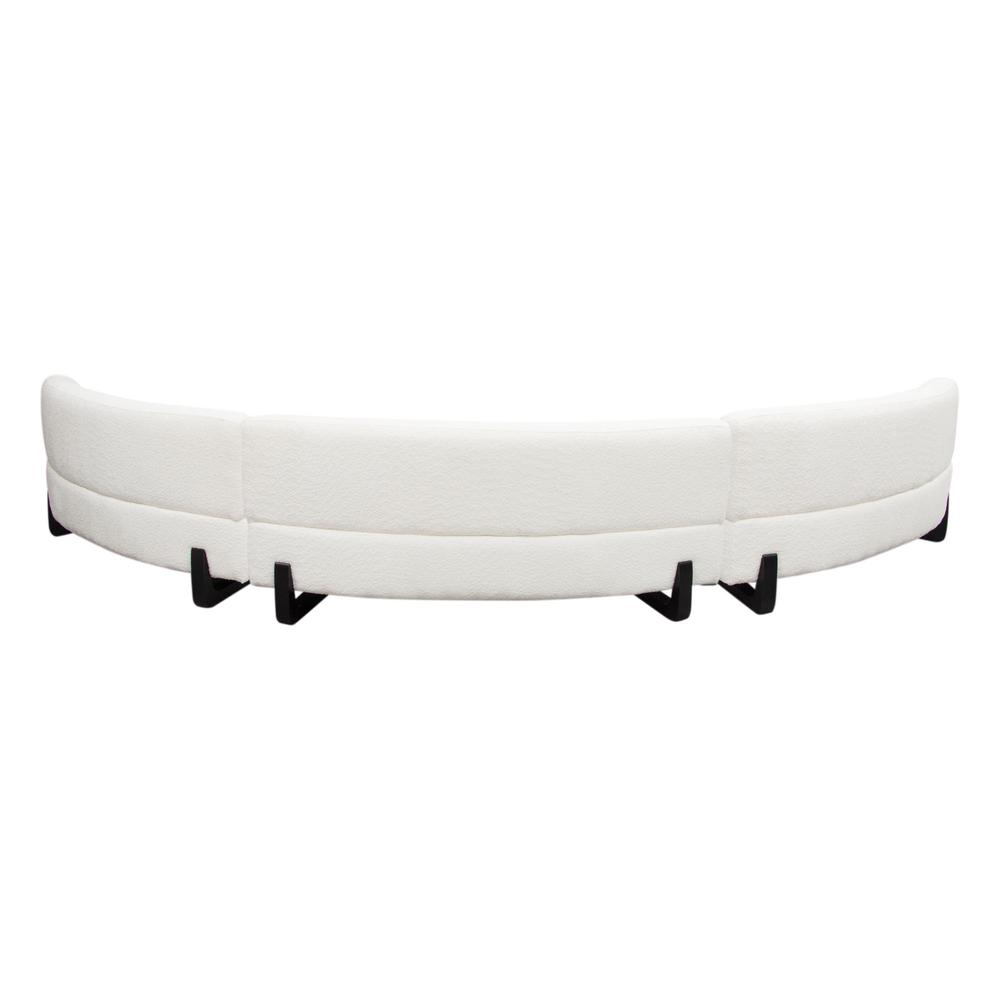 Vesper 3PC Modular Curved Armless Sofa in Faux White Shearling w/ Black Wood Leg Base by Diamond Sofa. Picture 13
