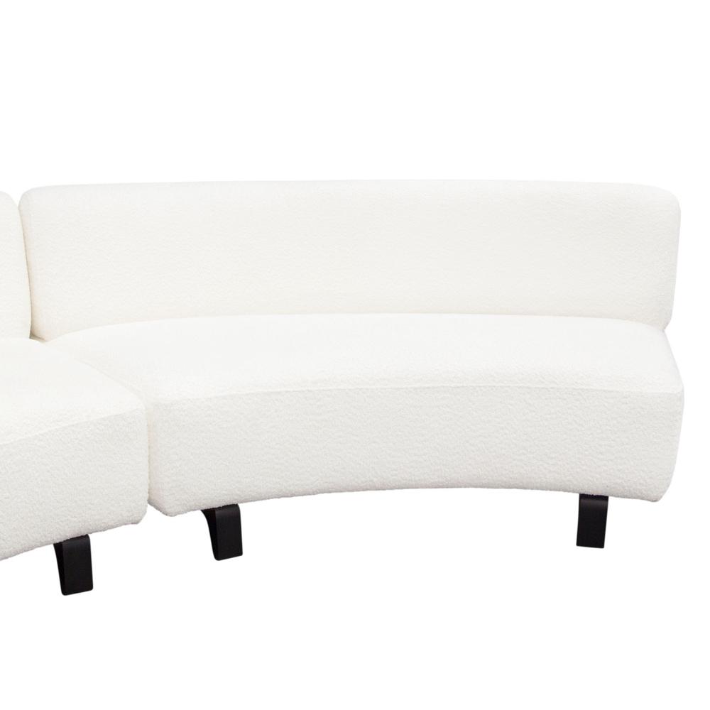 Vesper 3PC Modular Curved Armless Sofa in Faux White Shearling w/ Black Wood Leg Base by Diamond Sofa. Picture 19