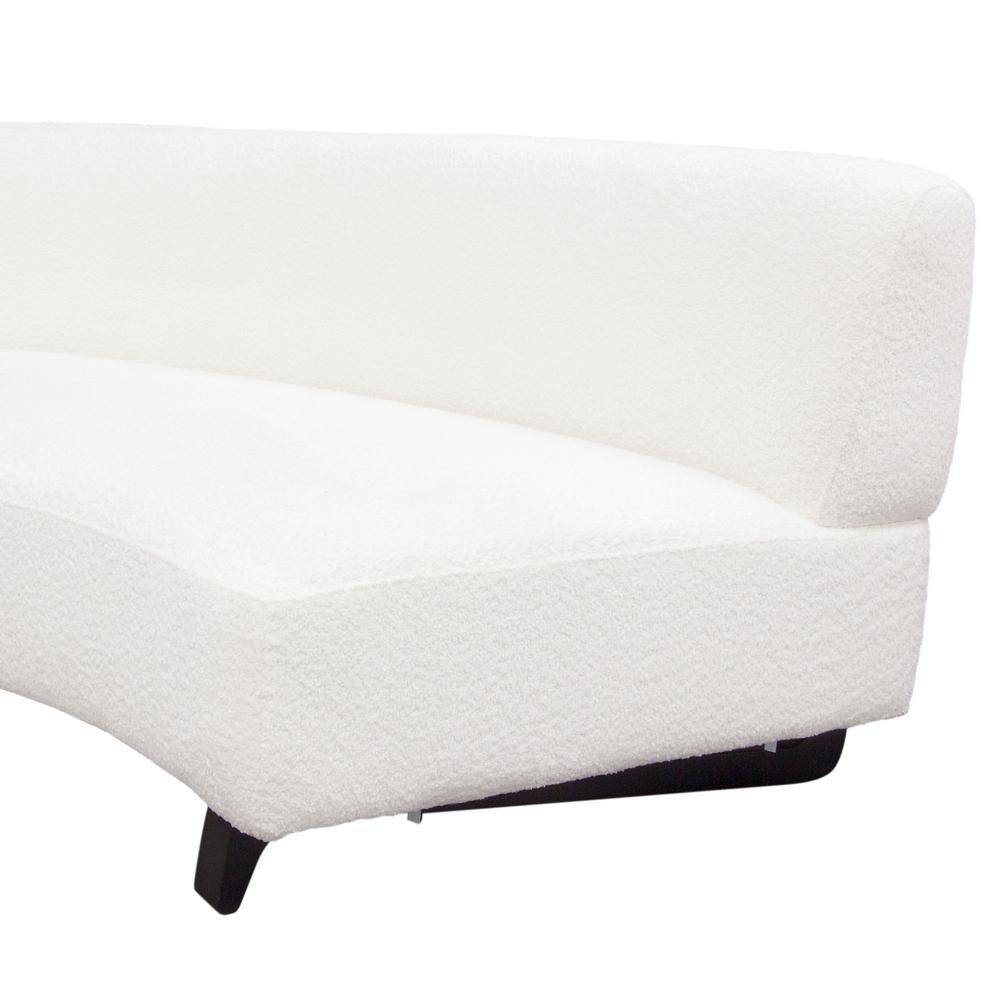 Vesper 3PC Modular Curved Armless Sofa in Faux White Shearling w/ Black Wood Leg Base by Diamond Sofa. Picture 22