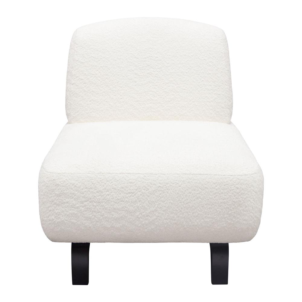Vesper Armless Chair in Faux White Shearling w/ Black Wood Leg Base by Diamond Sofa. Picture 1