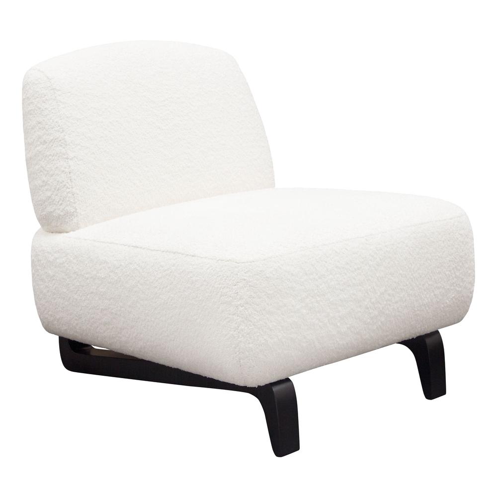 Vesper Armless Chair in Faux White Shearling w/ Black Wood Leg Base by Diamond Sofa. Picture 29