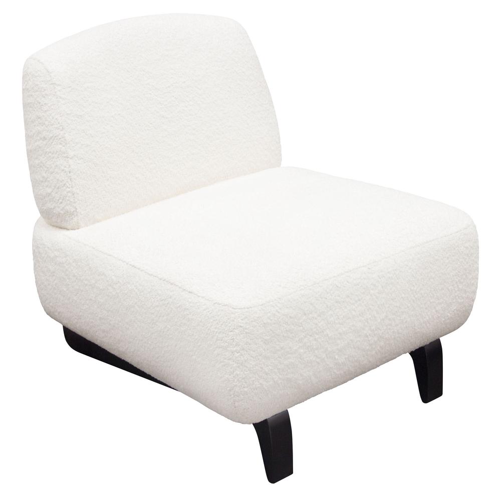 Vesper Armless Chair in Faux White Shearling w/ Black Wood Leg Base by Diamond Sofa. Picture 25