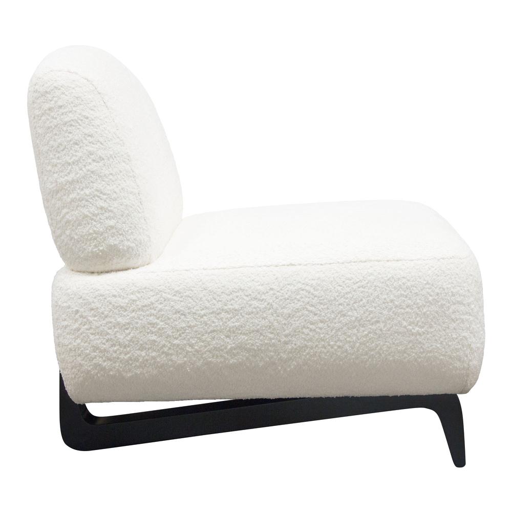 Vesper Armless Chair in Faux White Shearling w/ Black Wood Leg Base by Diamond Sofa. Picture 28