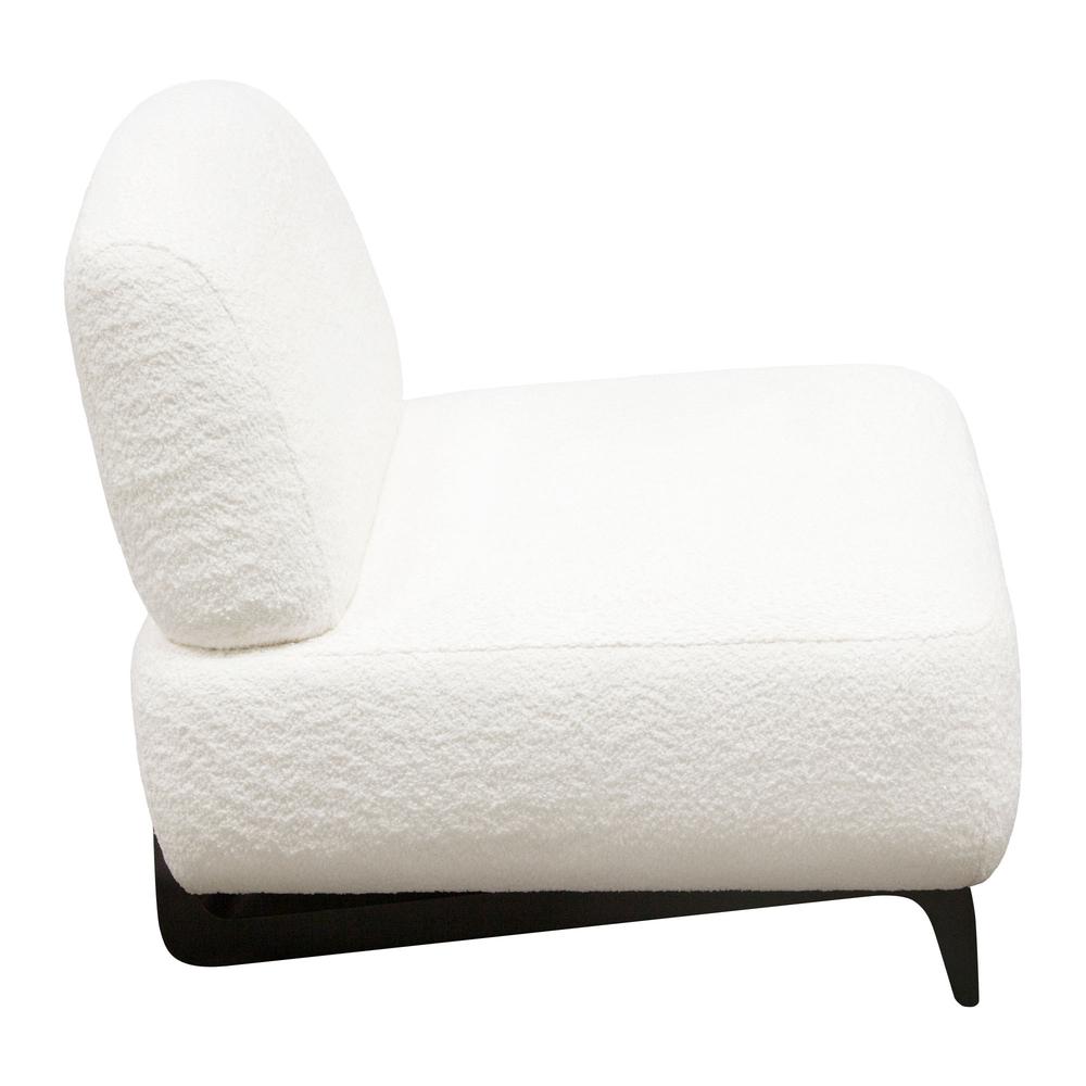 Vesper Armless Chair in Faux White Shearling w/ Black Wood Leg Base by Diamond Sofa. Picture 21