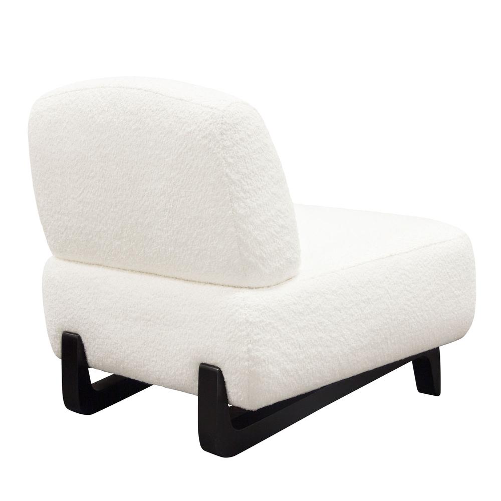 Vesper Armless Chair in Faux White Shearling w/ Black Wood Leg Base by Diamond Sofa. Picture 30