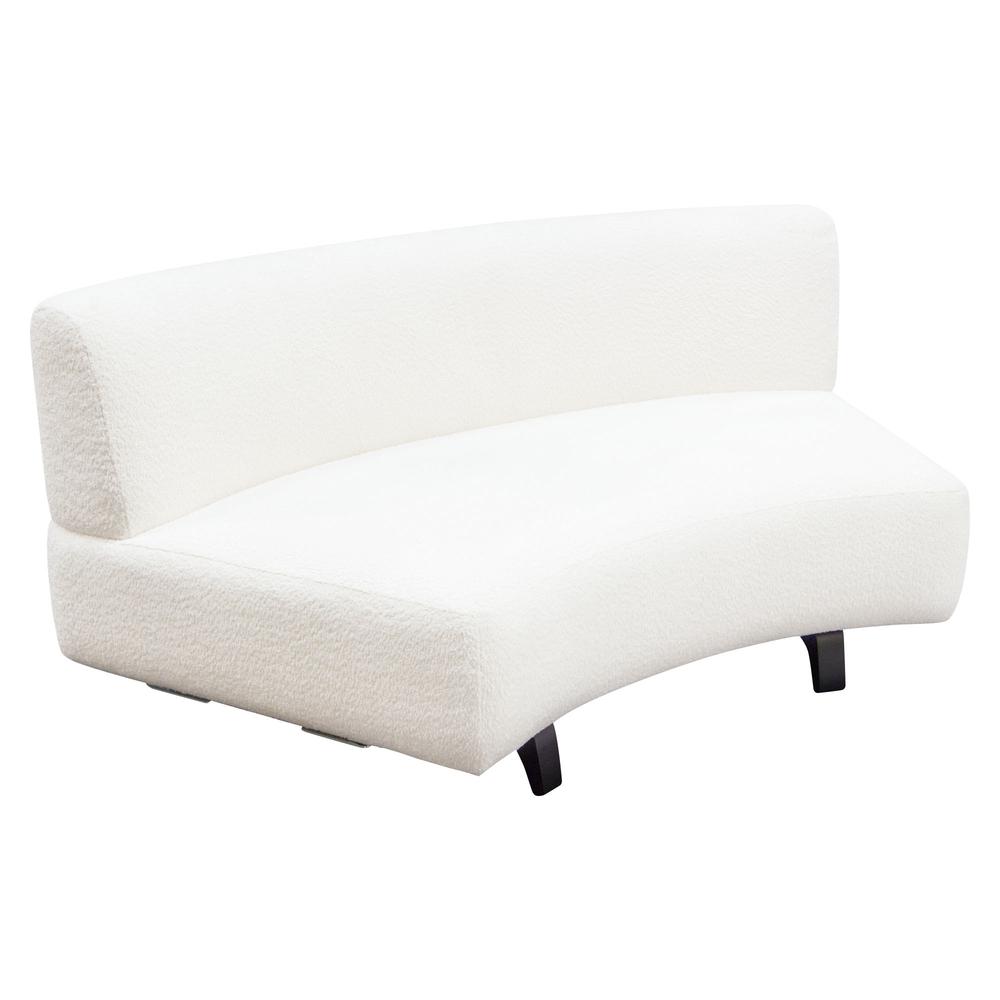 Vesper Curved Armless Sofa in Faux White Shearling w/ Black Wood Leg Base by Diamond Sofa. Picture 12