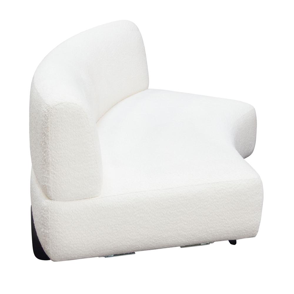 Vesper Curved Armless Sofa in Faux White Shearling w/ Black Wood Leg Base by Diamond Sofa. Picture 13