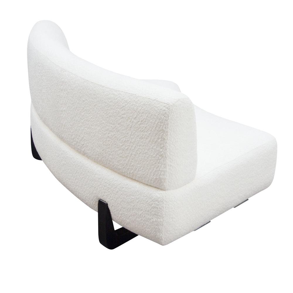 Vesper Curved Armless Sofa in Faux White Shearling w/ Black Wood Leg Base by Diamond Sofa. Picture 15