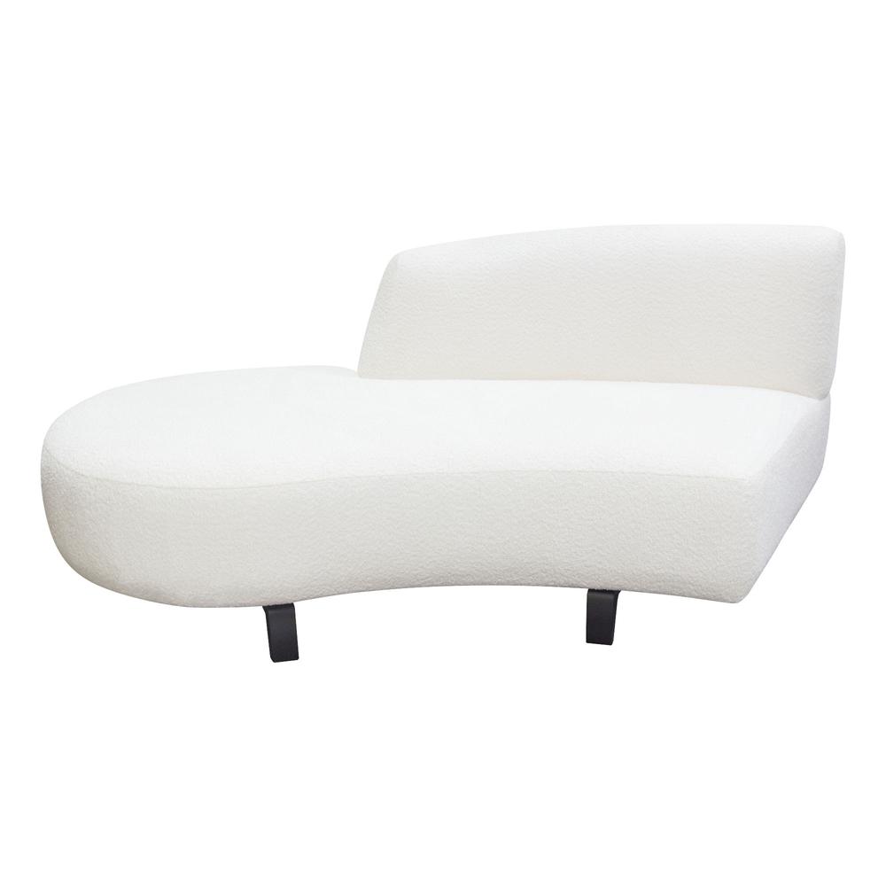 Vesper Curved Armless Left Chaise in Faux White Shearling w/ Black Wood Leg Base by Diamond Sofa. Picture 1