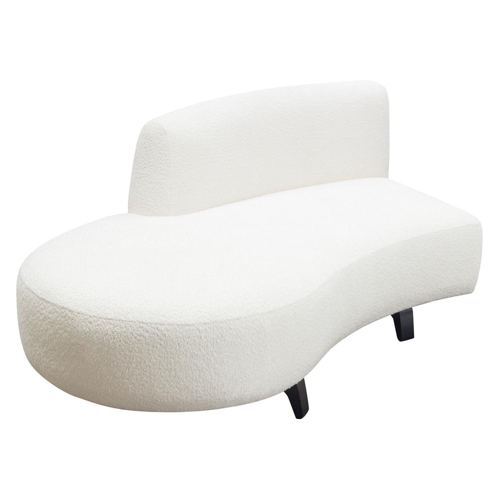Vesper Curved Armless Left Chaise in Faux White Shearling w/ Black Wood Leg Base by Diamond Sofa. Picture 14