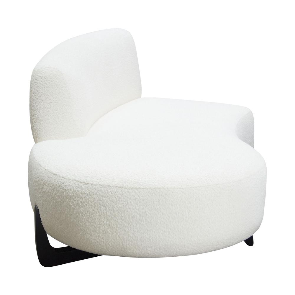 Vesper Curved Armless Left Chaise in Faux White Shearling w/ Black Wood Leg Base by Diamond Sofa. Picture 19