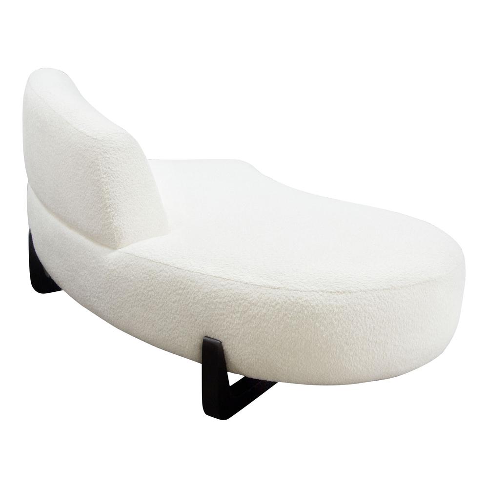 Vesper Curved Armless Left Chaise in Faux White Shearling w/ Black Wood Leg Base by Diamond Sofa. Picture 12