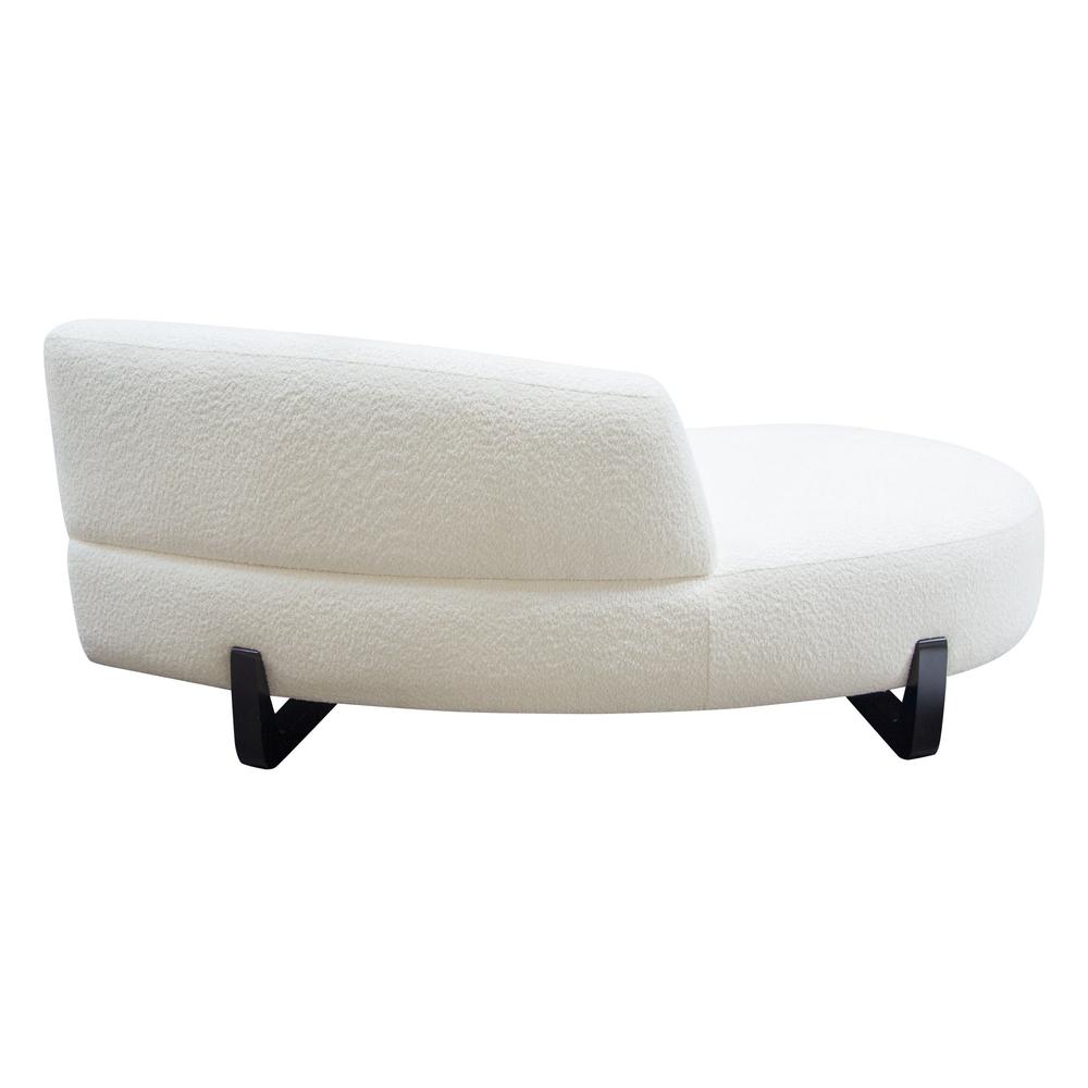 Vesper Curved Armless Left Chaise in Faux White Shearling w/ Black Wood Leg Base by Diamond Sofa. Picture 20
