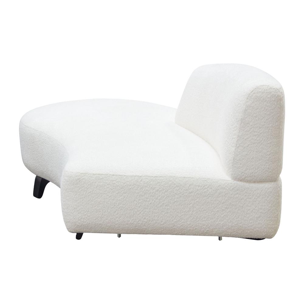 Vesper Curved Armless Left Chaise in Faux White Shearling w/ Black Wood Leg Base by Diamond Sofa. Picture 16