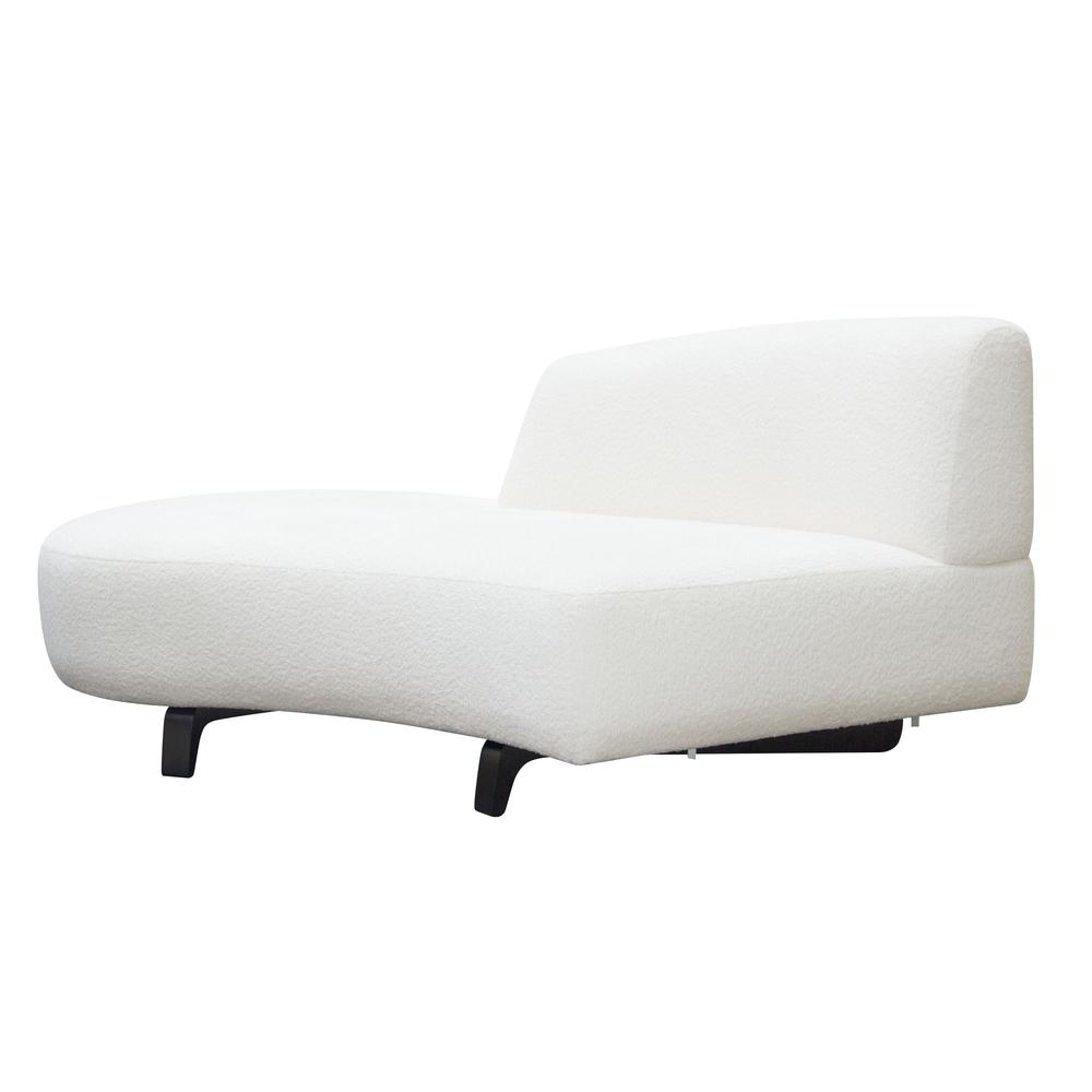 Vesper Curved Armless Left Chaise in Faux White Shearling w/ Black Wood Leg Base by Diamond Sofa. Picture 18