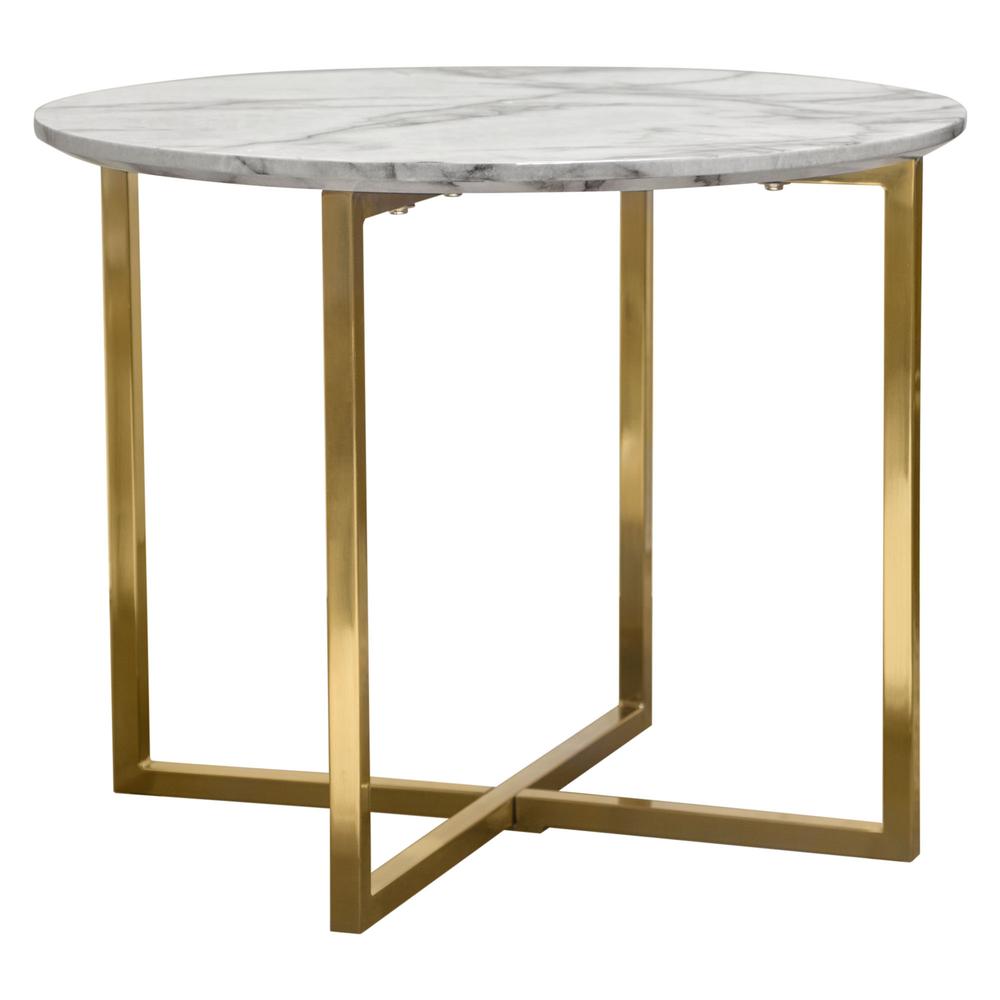 Vida 24" Round End Table w/ Faux Marble Top and Brushed Gold Metal Frame. Picture 16