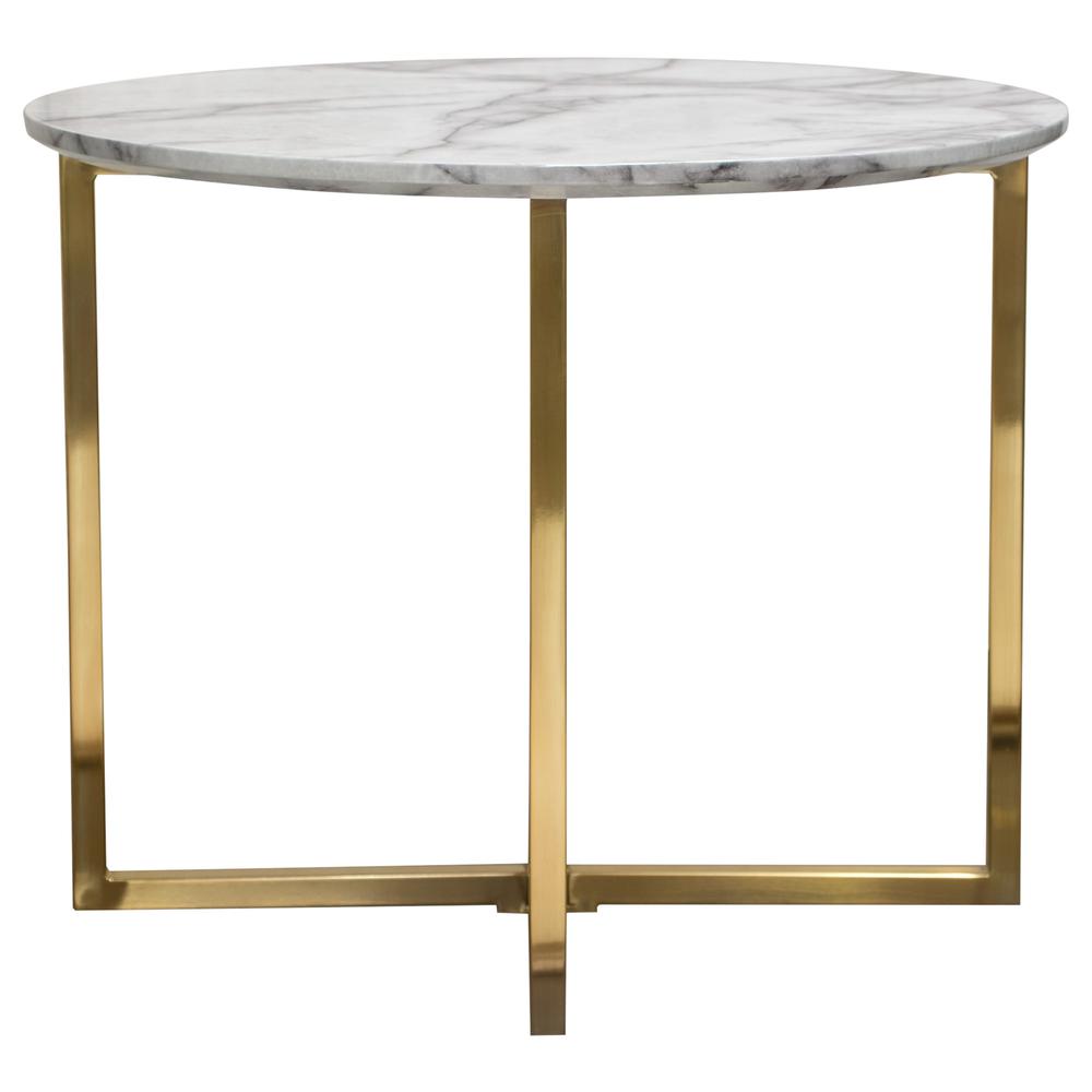 Vida 24" Round End Table w/ Faux Marble Top and Brushed Gold Metal Frame. Picture 18