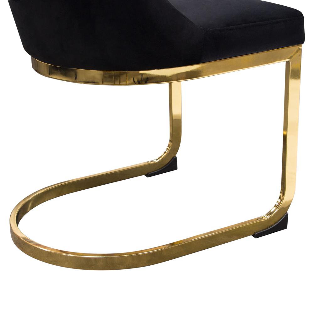 Vogue Set of (2) Dining Chairs in Black Velvet with Polished Gold Metal Base by Diamond Sofa. Picture 22