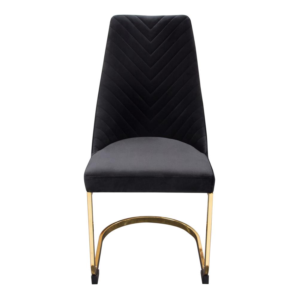 Vogue Set of (2) Dining Chairs in Black Velvet with Polished Gold Metal Base by Diamond Sofa. Picture 25