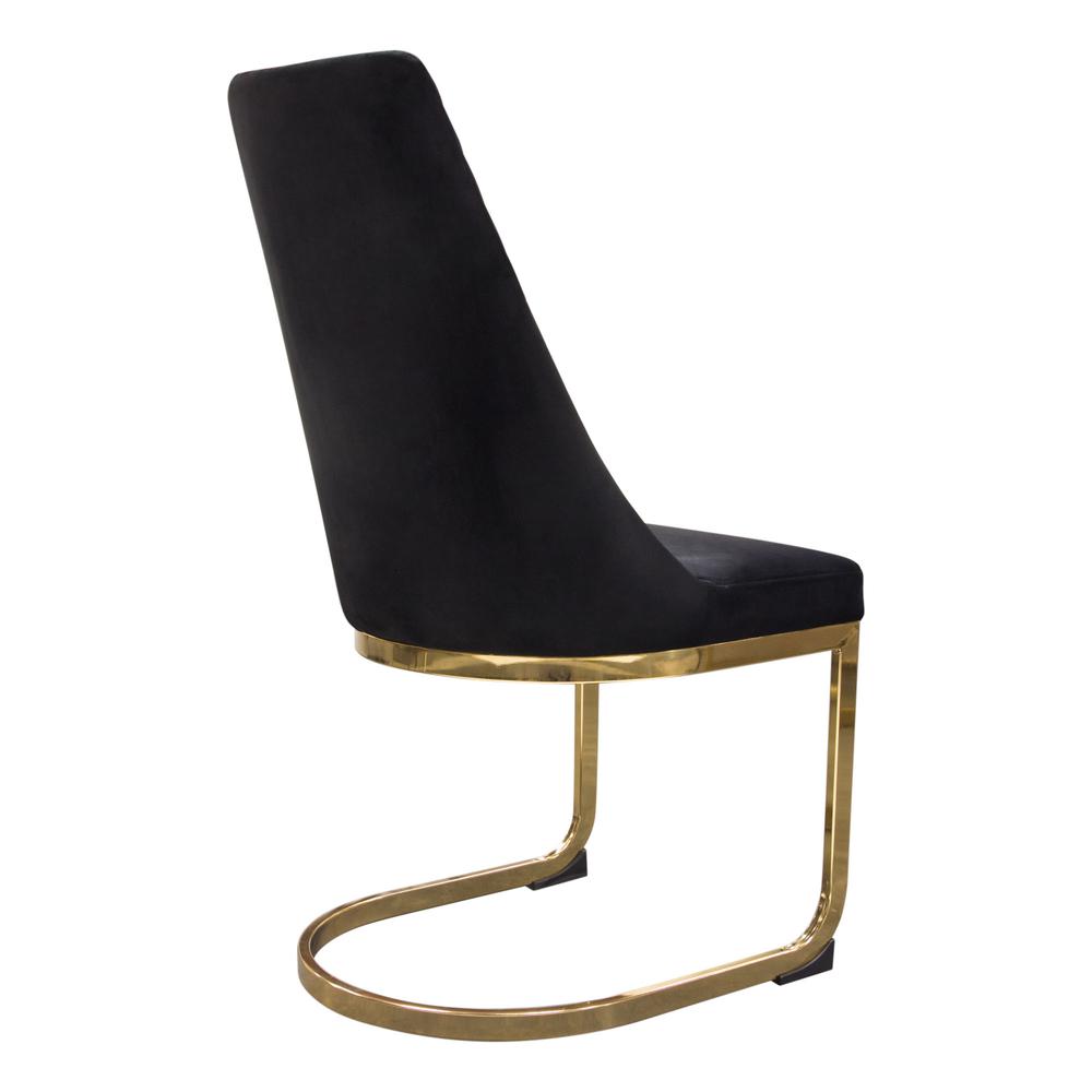 Vogue Set of (2) Dining Chairs in Black Velvet with Polished Gold Metal Base by Diamond Sofa. Picture 27