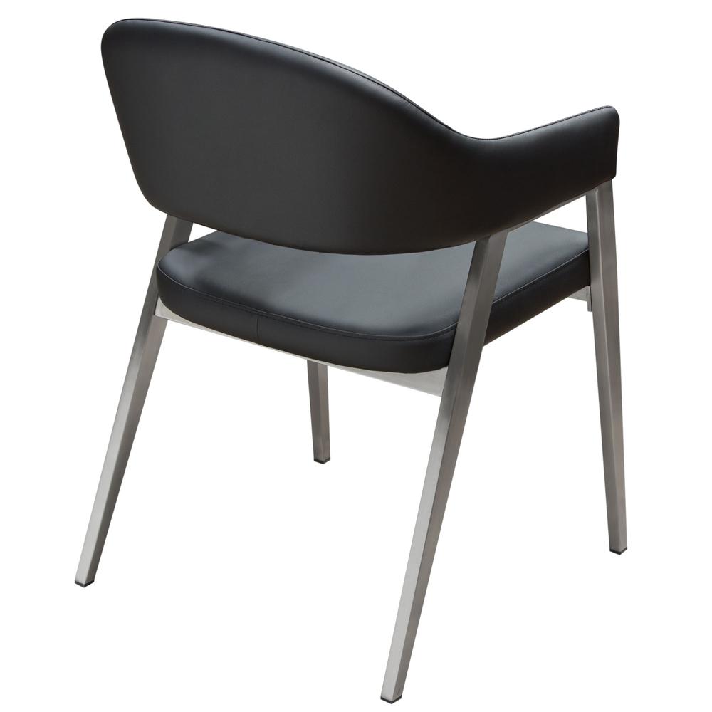 Set of Two Dining/Chairs in Black Leatherette w/ Brushed Stainless Steel Leg. Picture 6