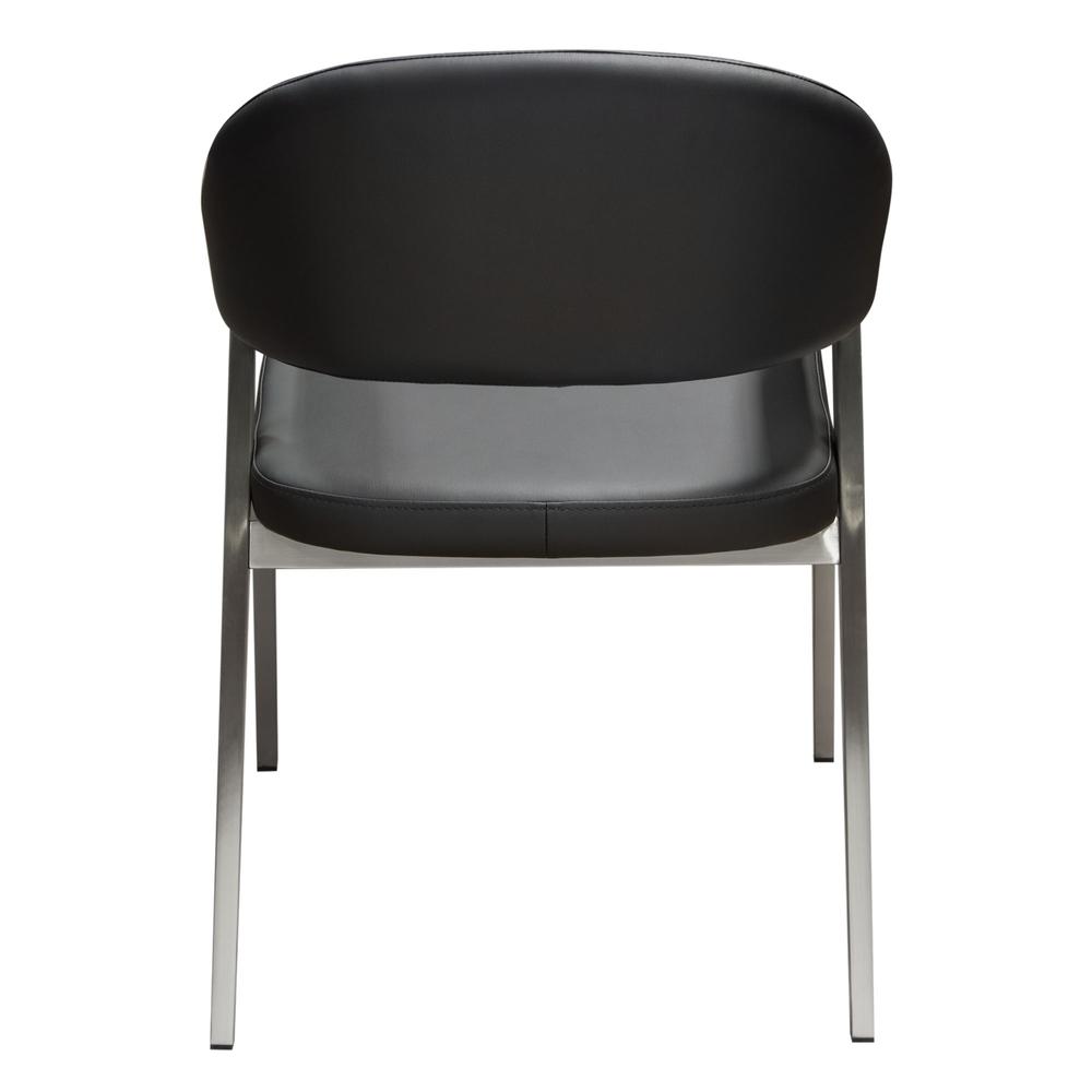 Adele Set of Two Dining/Accent Chairs in Black Leatherette w/ Brushed Stainless Steel Leg by Diamond Sofa. Picture 5