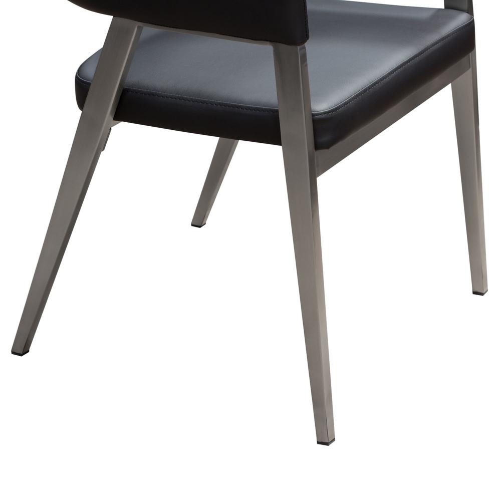 Set of Two Dining/Chairs in Black Leatherette w/ Brushed Stainless Steel Leg. Picture 8