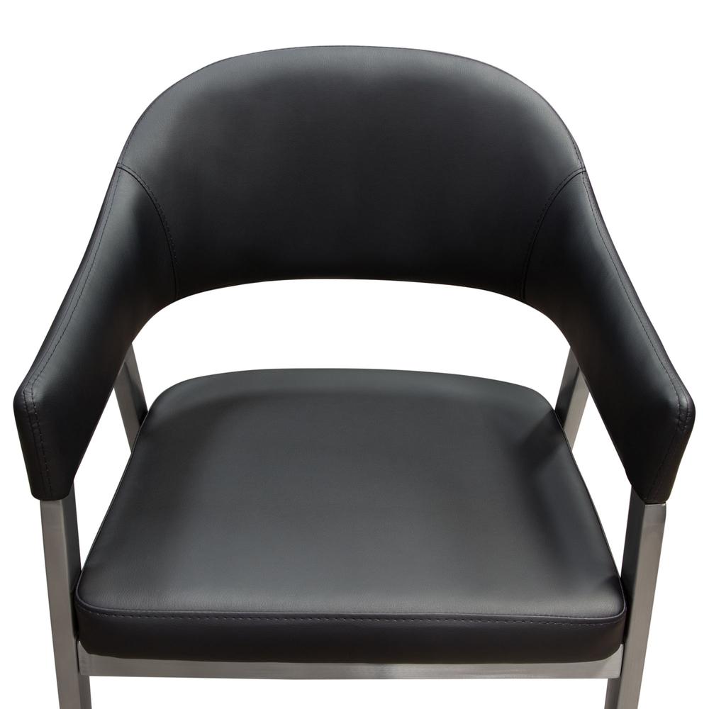 Adele Set of Two Dining/Accent Chairs in Black Leatherette w/ Brushed Stainless Steel Leg by Diamond Sofa. Picture 7