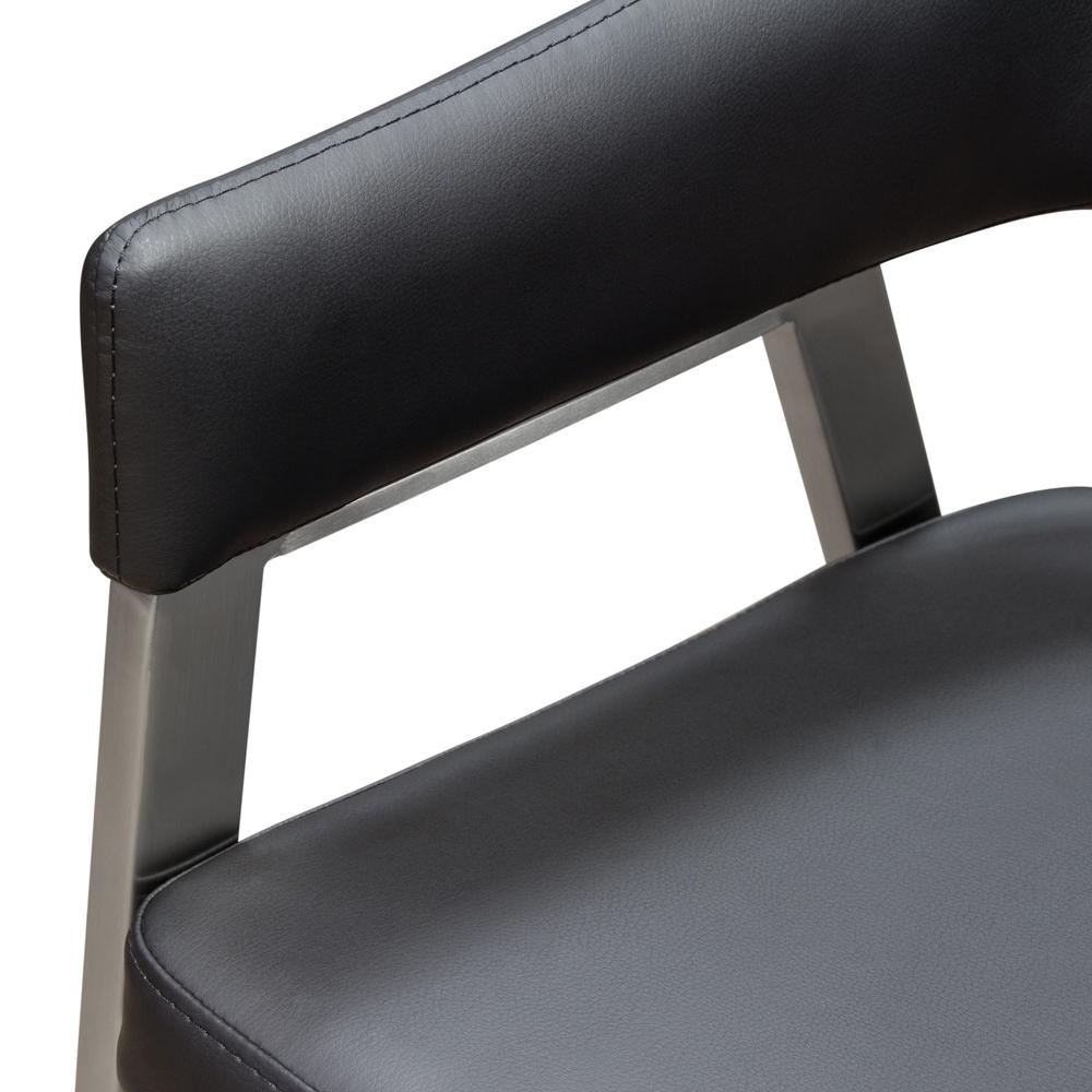 Set of Two Dining/Chairs in Black Leatherette w/ Brushed Stainless Steel Leg. Picture 10