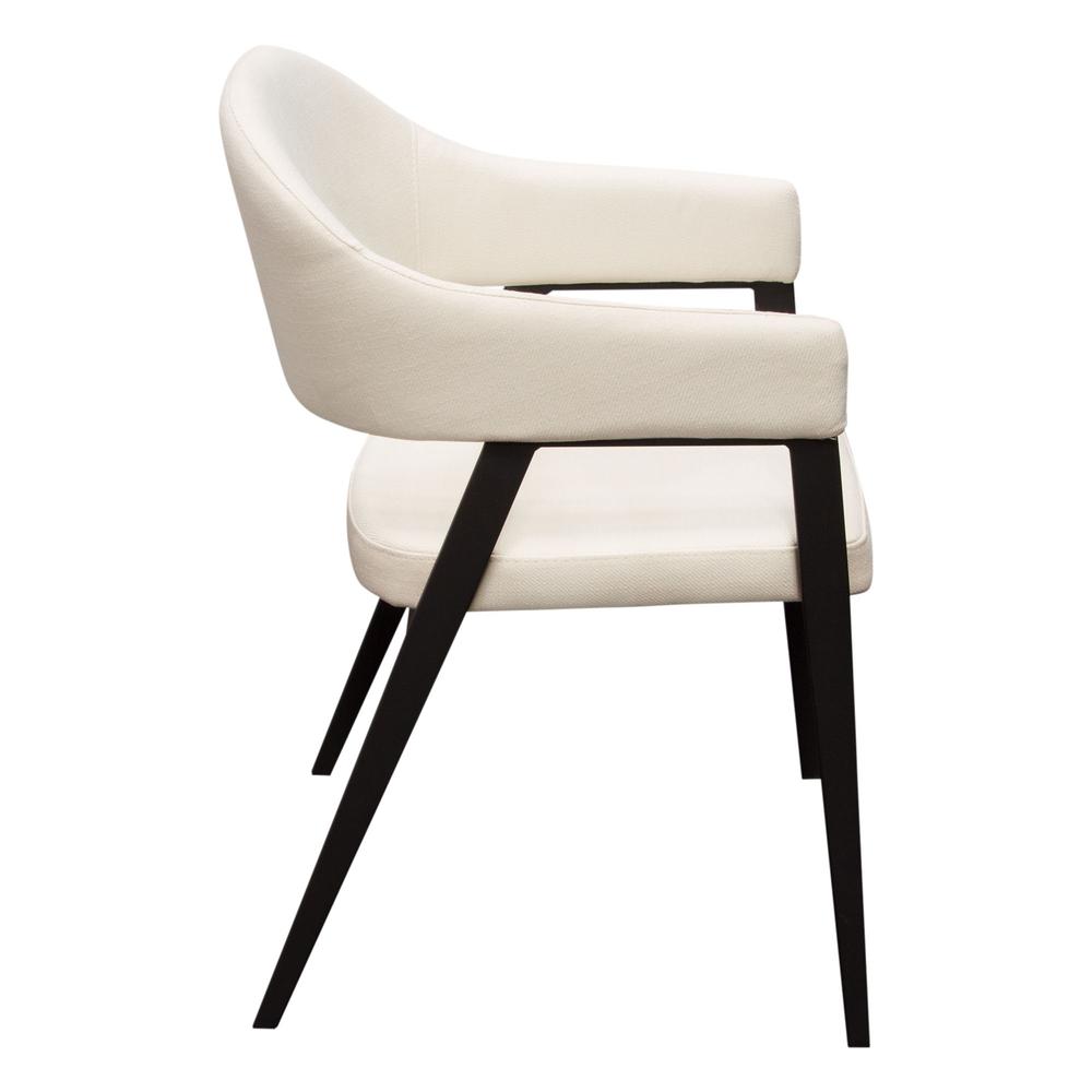Adele Set of Two Dining/Accent Chairs in Cream Fabric w/ Black Powder Coated Metal Frame by Diamond Sofa. Picture 8